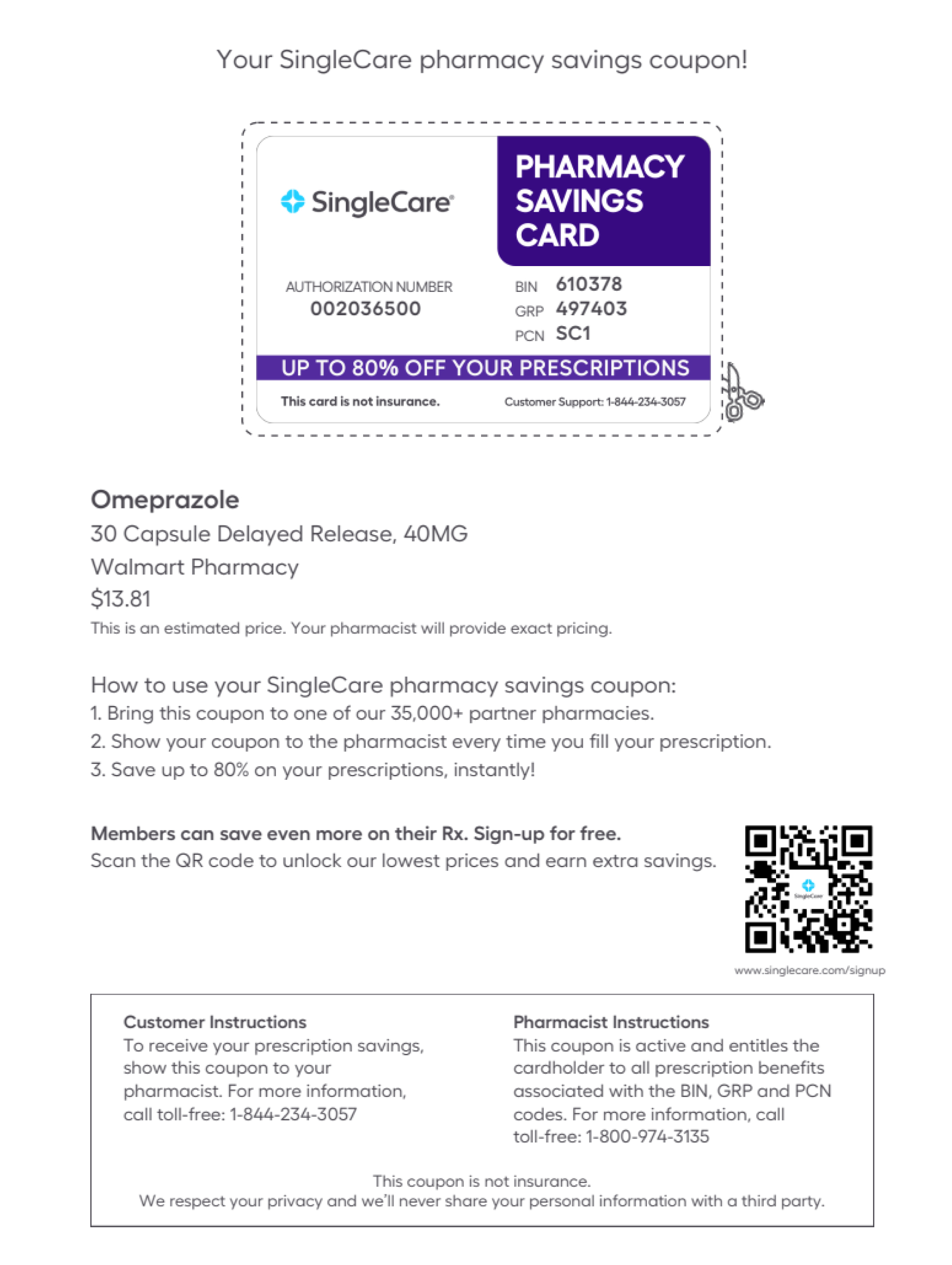 Up to 80% on Omeprazole